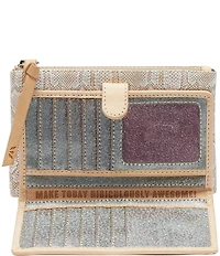 Consuela Clay Snake Print Contrast Trim Slim Wallet