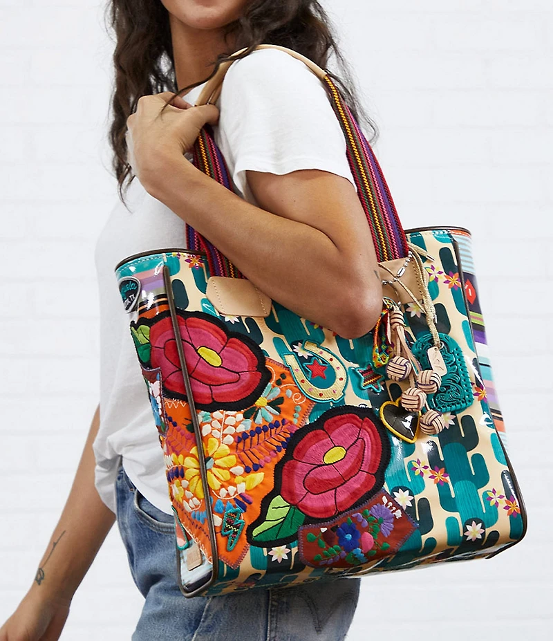 Consuela Dezi Classic Embroidered Floral Patche Tote Bag