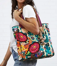 Consuela Dezi Classic Embroidered Floral Patche Tote Bag