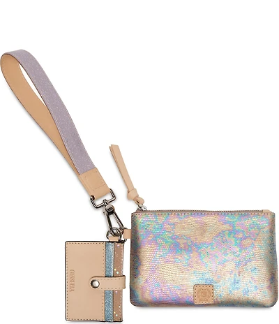 Consuela Gloria Combi Textured Iridescent Leather Wristlet