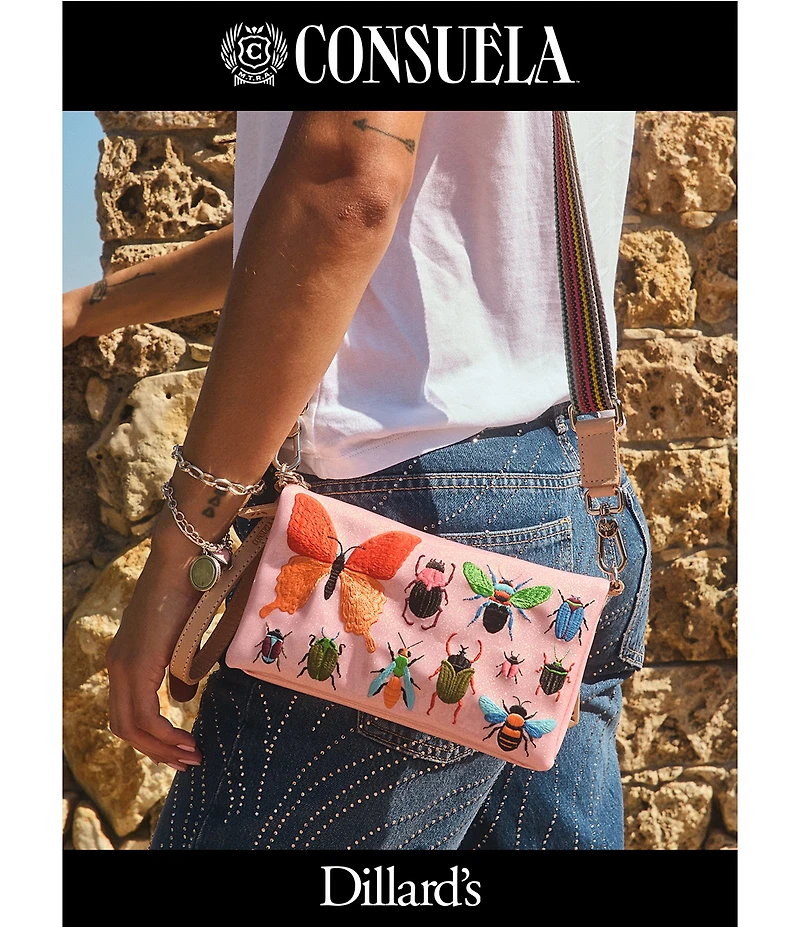 Consuela Jilly Uptown Embroidered Insect Glitter Crossbody Bag