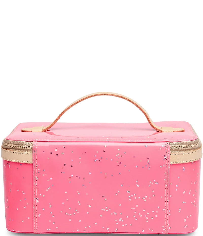 Consuela Large Shine Neon Pink Patent Star Glitter Train Case
