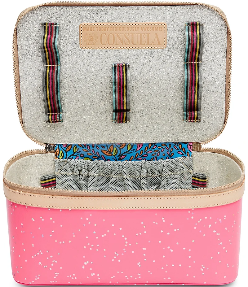 Consuela Large Shine Neon Pink Patent Star Glitter Train Case