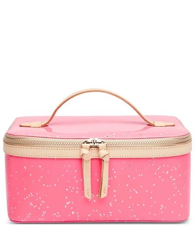 Consuela Shine Neon Pink Patent Star Glitter Large Train Case