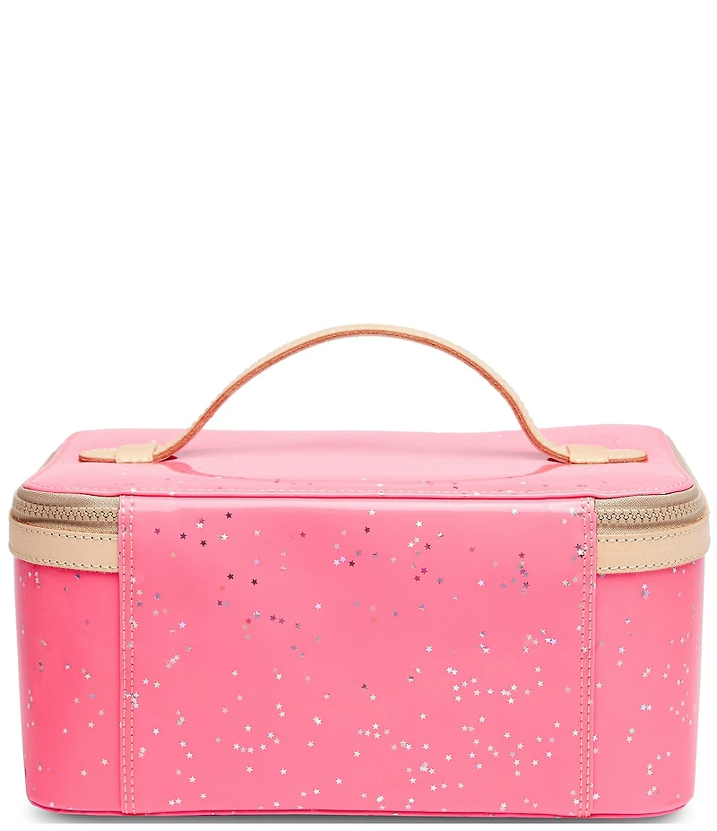 Consuela Shine Neon Pink Patent Star Glitter Large Train Case