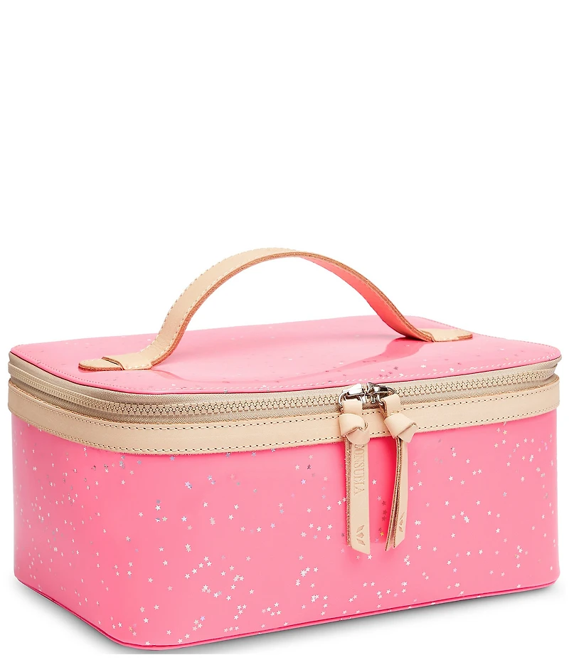Consuela Shine Neon Pink Patent Star Glitter Large Train Case
