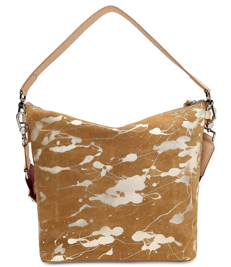 Consuela Marlow Metallic Splattered Suede Hobo Bag
