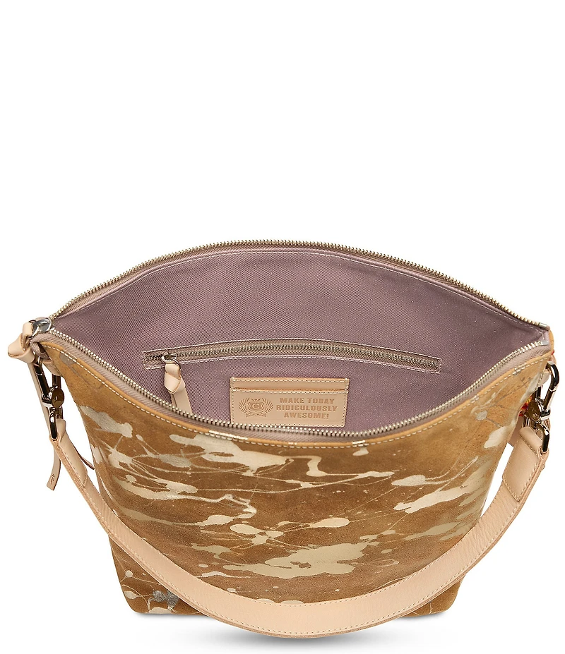 Consuela Marlow Metallic Splattered Suede Hobo Bag