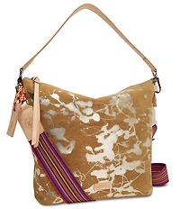 Consuela Marlow Metallic Splattered Suede Hobo Bag