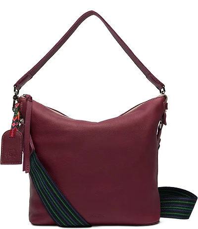 Consuela Plum Leather Hobo Bag