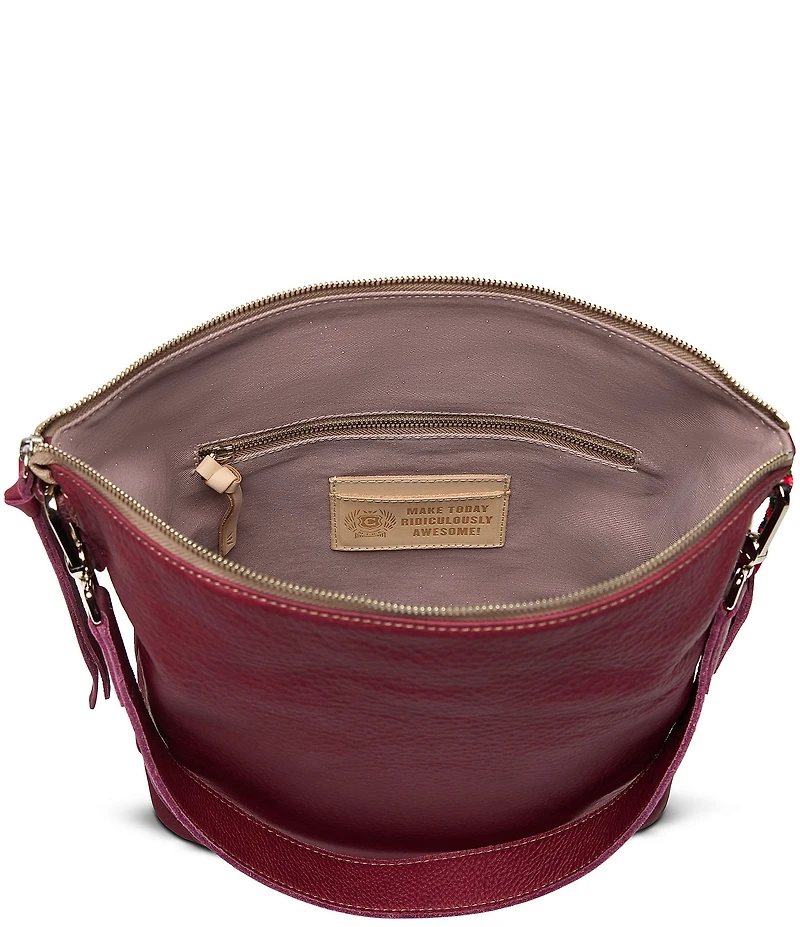 Consuela Plum Leather Hobo Bag