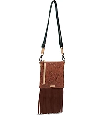 Consuela Sally Mini Explorer Tooled Leather Fringe Crossbody Bag