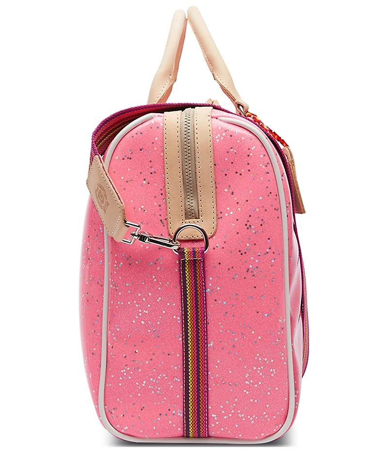 Consuela Summer Jetsetter Sparkly Neon Pink Star Glitter Duffel Bag