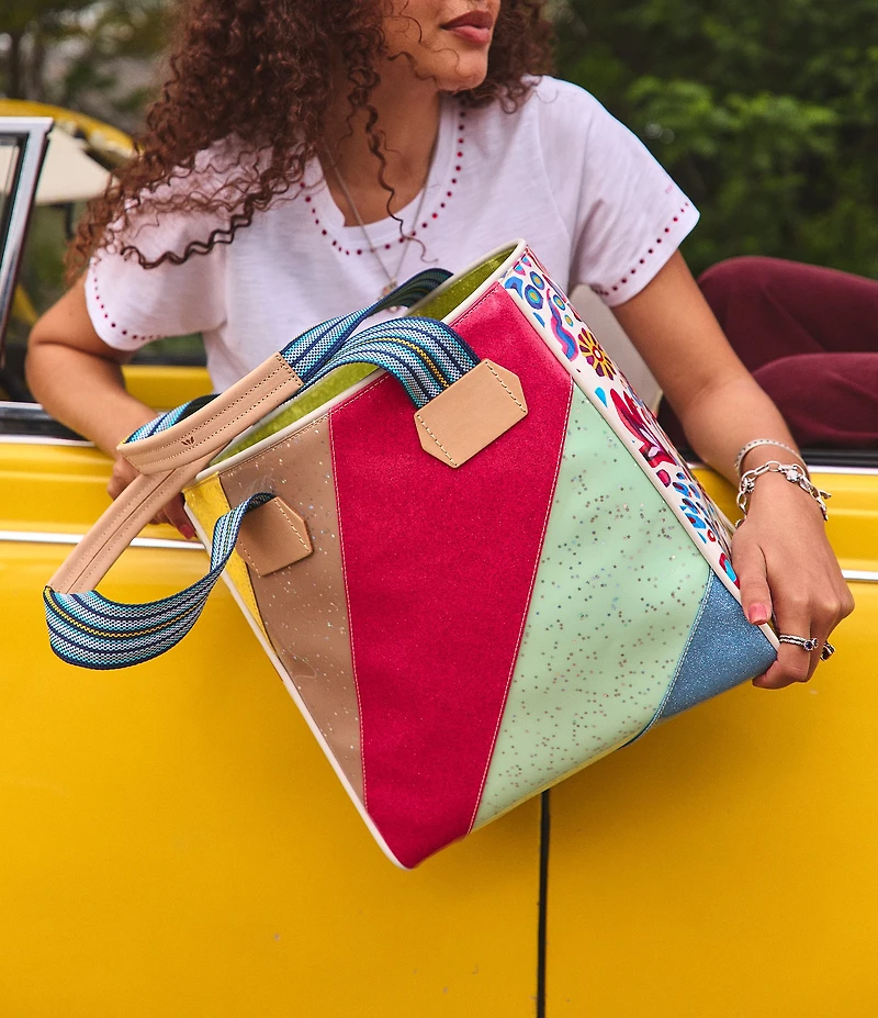 Consuela Tilted Multicolored Glitter Patchwork Classic Tote Bag