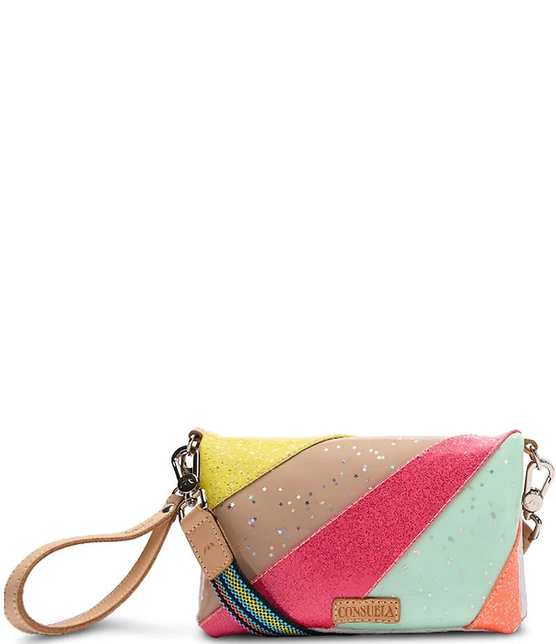 Consuela Tilted Uptown Multicolored Glitter Patchwork Crossbody Bag