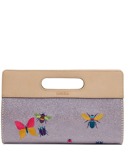 Consuela Wallace Embroidered Insects Iridescent Super Clutch