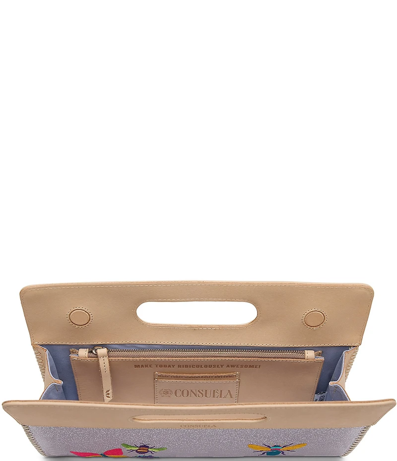Consuela Wallace Embroidered Insects Iridescent Super Clutch