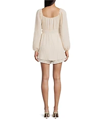 Copper Key Balloon Sleeve Crinkle Dress