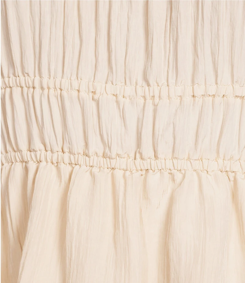 Copper Key Balloon Sleeve Crinkle Dress