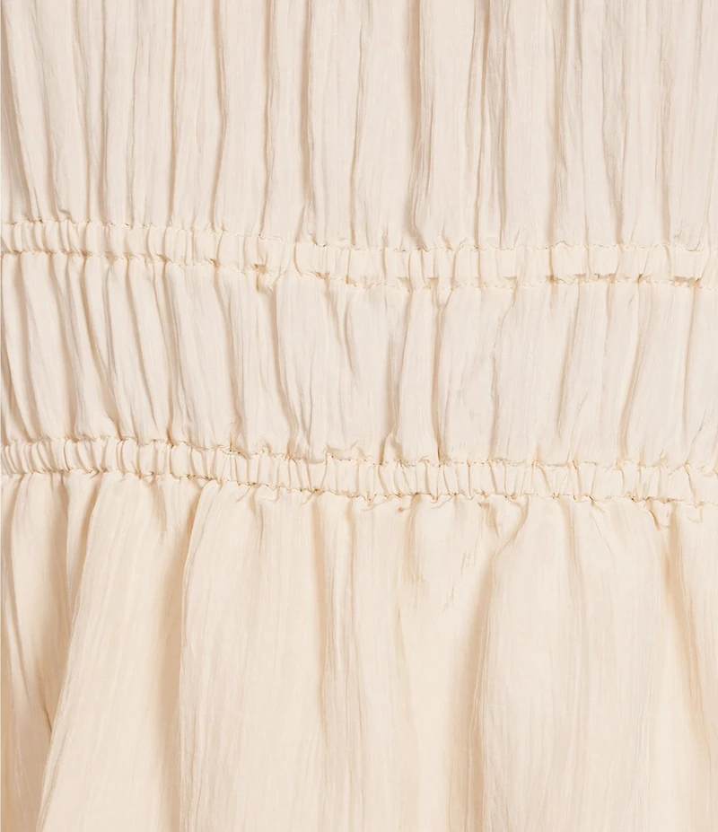 Copper Key Balloon Sleeve Crinkle Dress