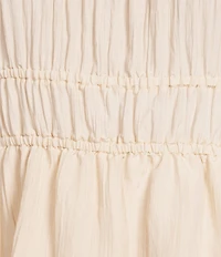 Copper Key Balloon Sleeve Crinkle Dress