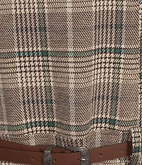 Copper Key Belted Plaid Drop Waist Mini Dress
