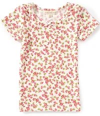 Copper Key Big Girls Ditsy Floral Pointelle Short Sleeve T-Shirt