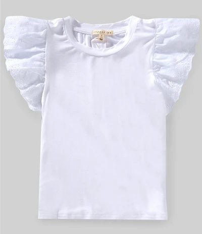 Copper Key Big Girls Eyelet Flutter Sleeve Top