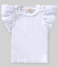 Copper Key Big Girls Eyelet Flutter Sleeve Top