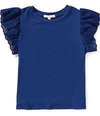 Copper Key Big Girls Eyelet Flutter Sleeve Top