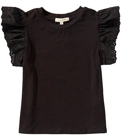 Copper Key Big Girls Eyelet Flutter Sleeve Top