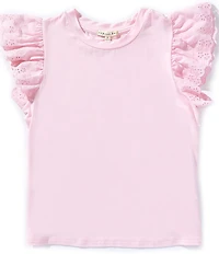 Copper Key Big Girls Eyelet Flutter Sleeve Top