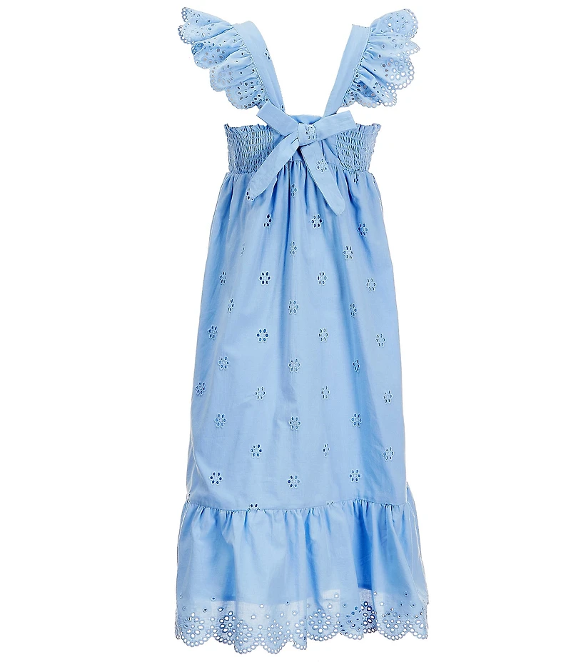 Copper Key Big Girls Flutter Sleeves Eyelet Midi Dress