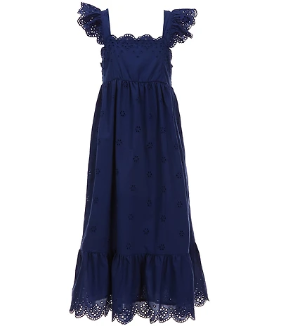 Copper Key Big Girls Flutter Sleeves Eyelet Midi Dress