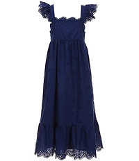 Copper Key Big Girls Flutter Sleeves Eyelet Midi Dress