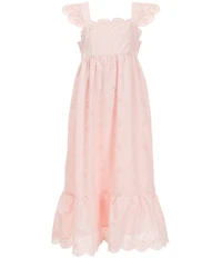 Copper Key Big Girls Flutter Sleeves Eyelet Midi Dress