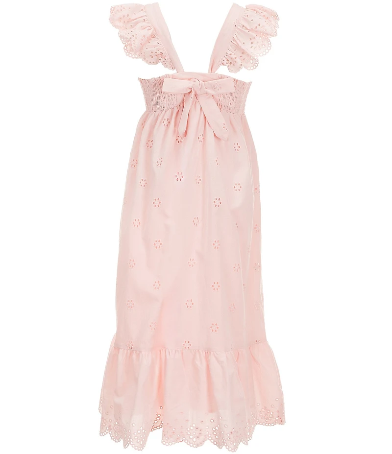 Copper Key Big Girls Flutter Sleeves Eyelet Midi Dress