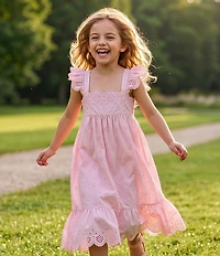 Copper Key Big Girls Americana Flutter Sleeves Eyelet Midi Dress