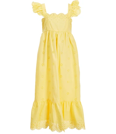 Copper Key Big Girls Flutter Sleeves Eyelet Midi Dress