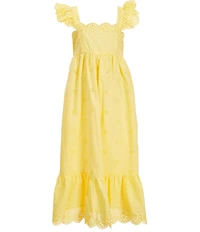 Copper Key Big Girls Flutter Sleeves Eyelet Midi Dress