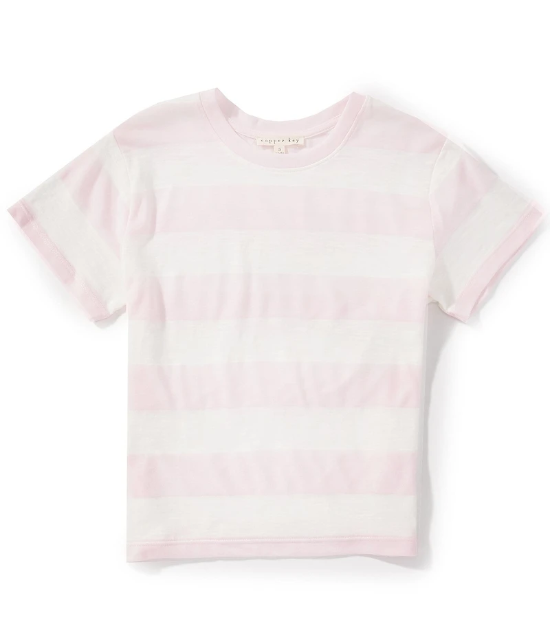 Copper Key Big Girls Short Sleeve Big Stripe Relaxed Boxy T-Shirt