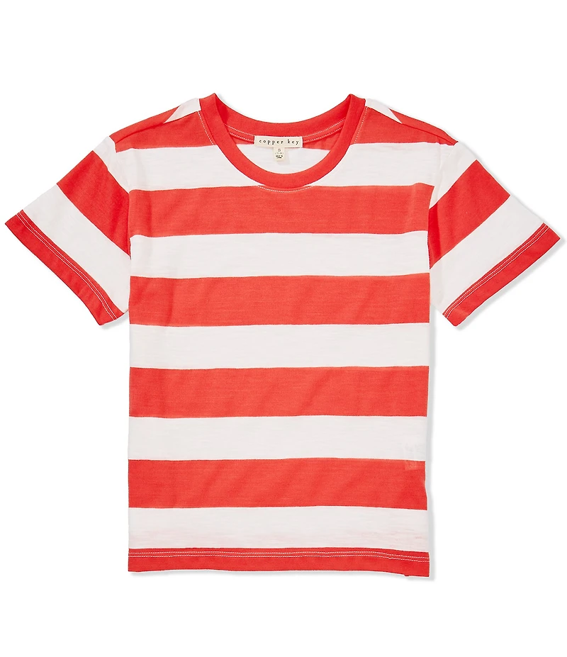 Copper Key Big Girls Short Sleeve Big Stripe Relaxed Boxy T-Shirt