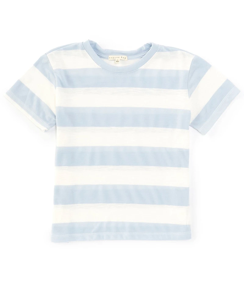 Copper Key Big Girls Short Sleeve Big Stripe Relaxed Boxy T-Shirt