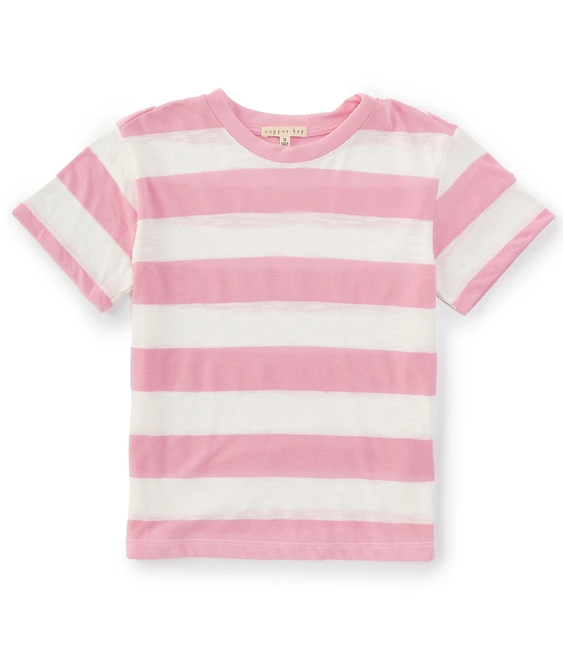 Copper Key Big Girls Short Sleeve Big Stripe Relaxed Boxy T-Shirt