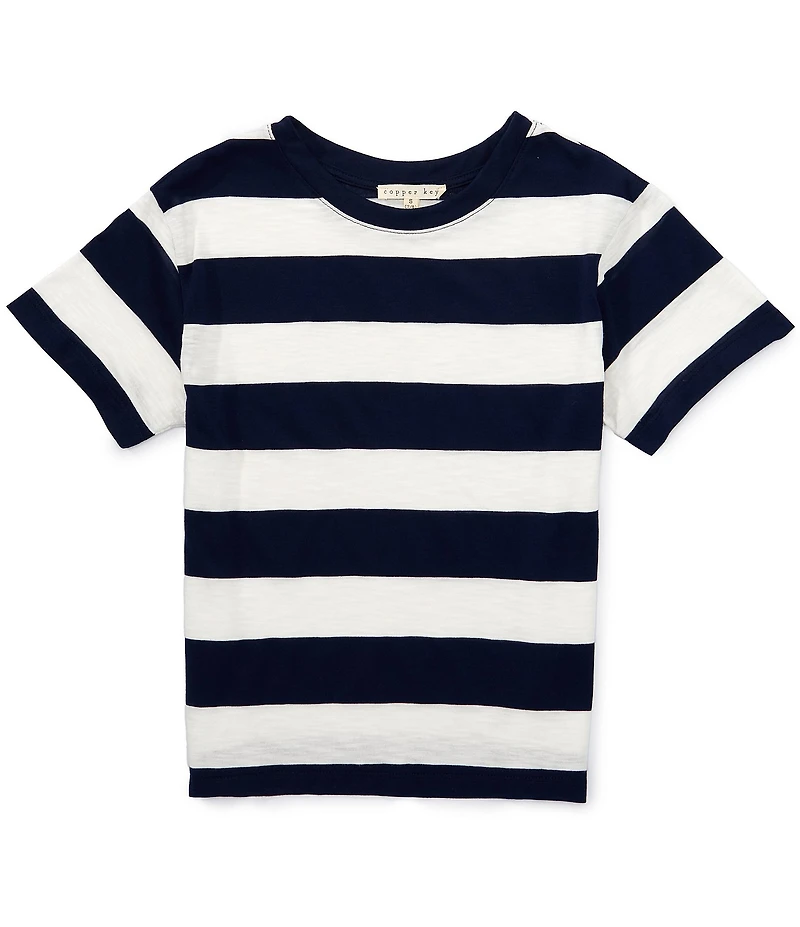 Copper Key Big Girls Short Sleeve Big Stripe Relaxed Boxy T-Shirt
