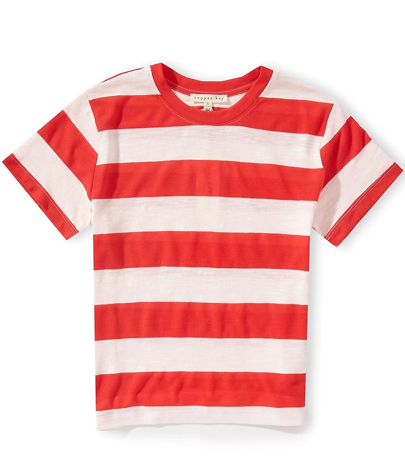 Copper Key Big Girls Short Sleeve Big Stripe Relaxed Boxy T-Shirt