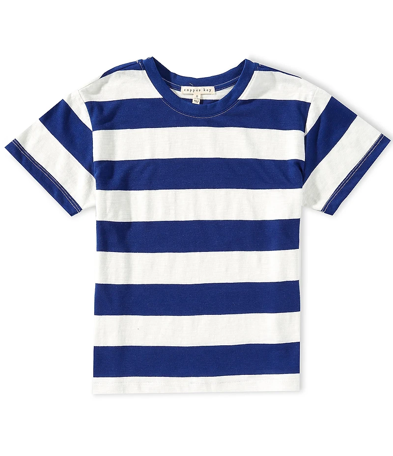 Copper Key Big Girls Short Sleeve Big Stripe Relaxed Boxy T-Shirt