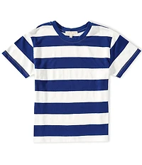 Copper Key Big Girls Short Sleeve Big Stripe Relaxed Boxy T-Shirt