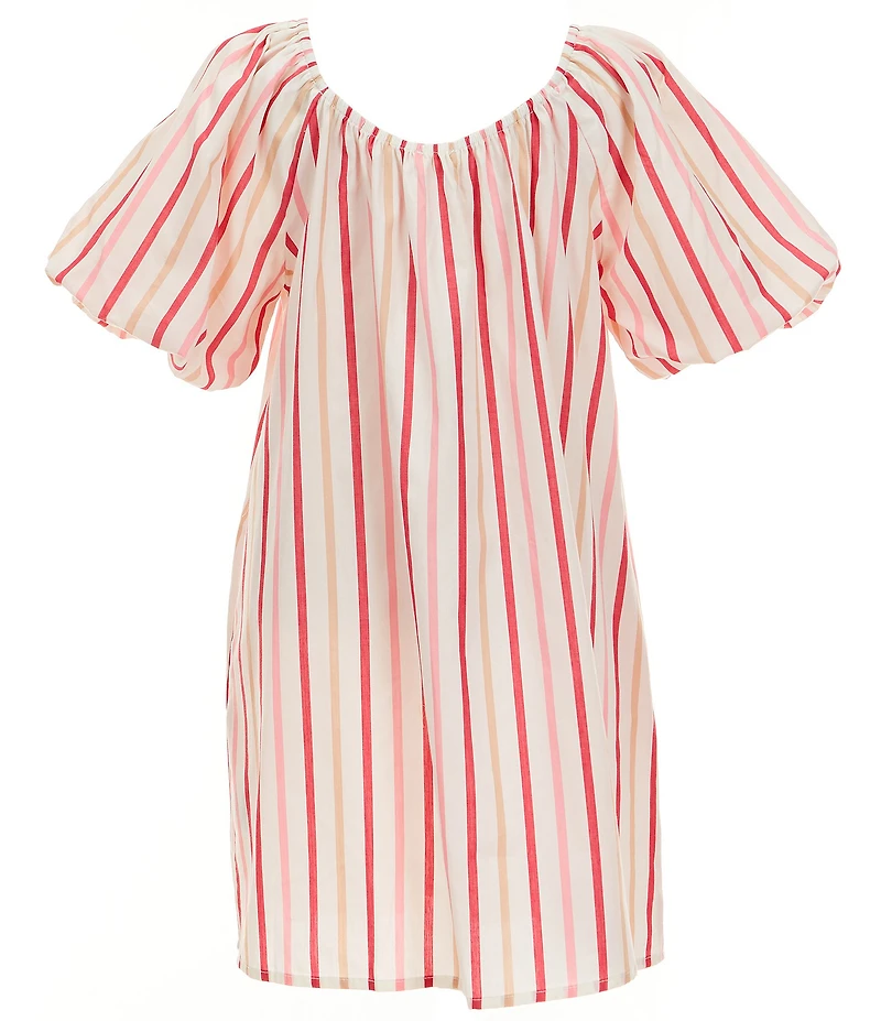 Copper Key Big Girls Striped Puff Sleeve Dress