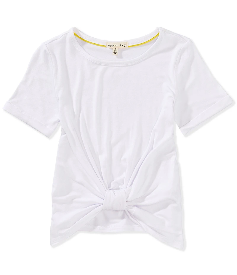 Copper Key Big Girls Tie Front Short Sleeve T-Shirt